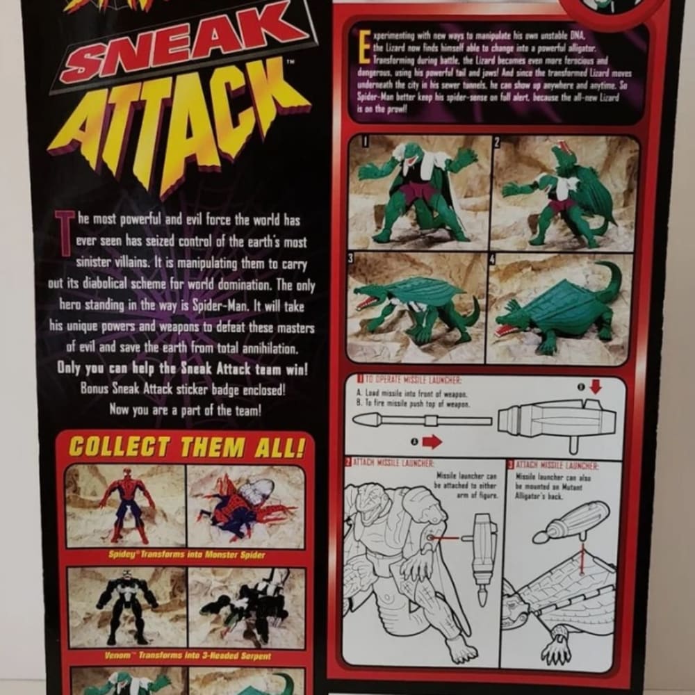 1998 Toy Biz Marvel Comics Spider-Man Shape Shifter Lizard Action Figure New Sealed Package